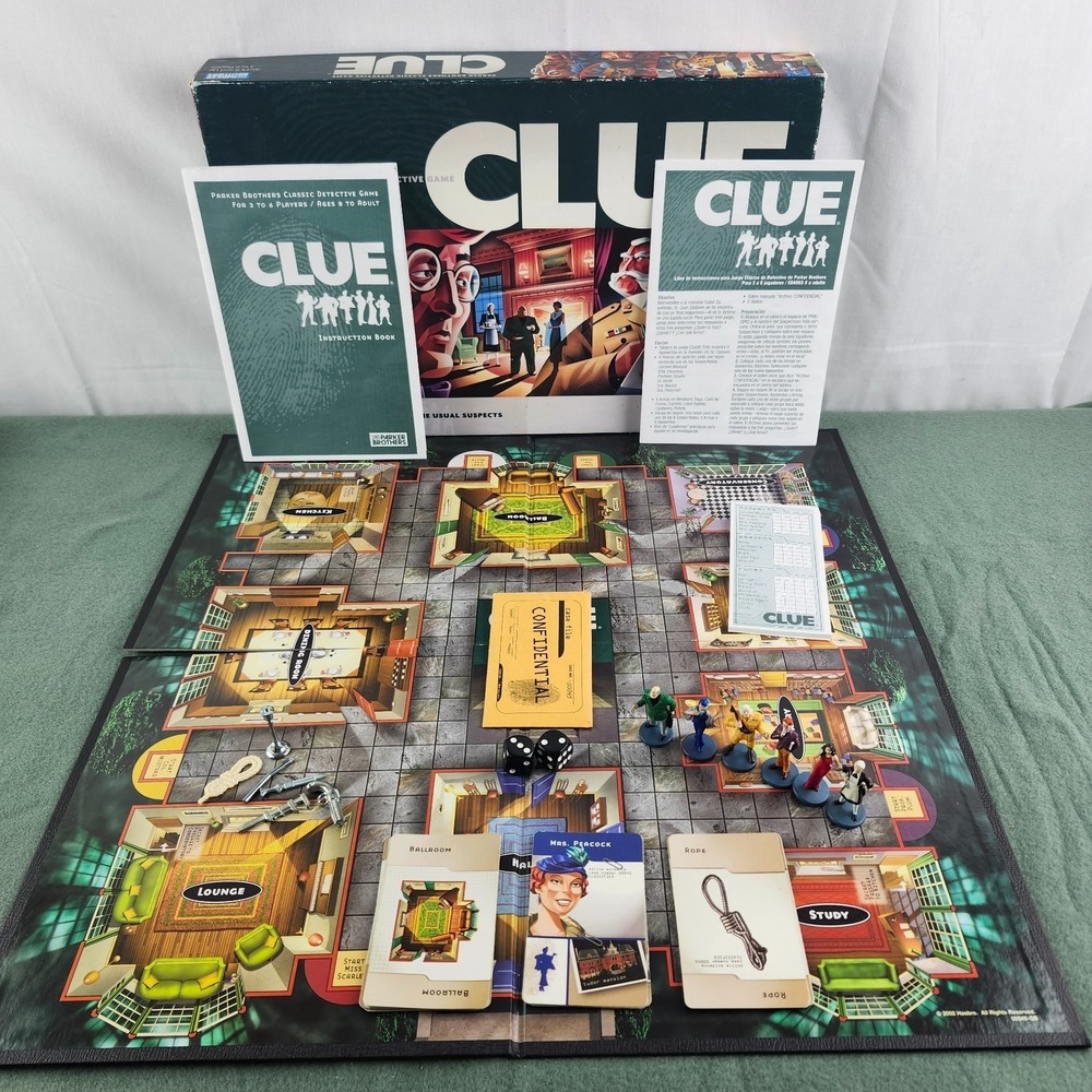 Vintage Clue Board Game by Parker Brothers - 2002 Edition - Complete!